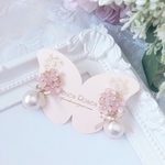 【5colors】パステルカラーの小花とコットンパールのイヤリング