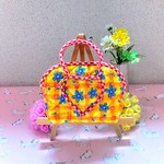 かわいいハートのポーチ❇花柄（持ち手付き）
