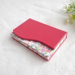 本革とリバティの名刺入れ  コチニールピンク