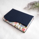 本革とリバティの名刺入れ  ネイビー
