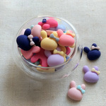 【アソート30個set】　うさぎのデコパーツ　ペールパステル　13×12mm　P484 