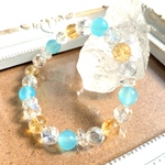 夏の海＊シーブルーカルセドニー×シトリンのパワーストーンブレスレット＊華ブレス