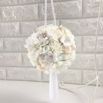 ❀つまみ細工❀アーティフィシャル ボールブーケ❁白(ホワイト)・❁結婚式 和装 ブーケ ウェディング