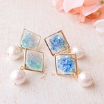 あじさいとコットンパールのイヤリング/ピアス