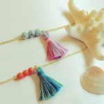 天然石とタッセルのブレスレット♡