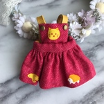 ジャンパースカート（エンジ・ねこ）（オビツ11・ねんどろいどどーるサイズ）