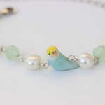 インコの淡水パール＆天然石ブレスレット＊セキセイインコ＊レインボー