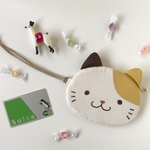 ふんわり☆ねこさん　ミニポーチ♪　みけさん　紐付き♪