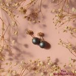 小さめピアス8mm ★ マットグレーのパール ❤ シンプル