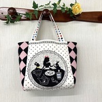 ●オーダー品●ぷっくり☆横マチバッグ【モノトーンアリス/ホワイトチェスピンク】