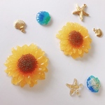 夏のヒマワリピアス