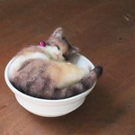 和カップ猫　くろみつ　Φ10.5cm