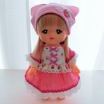 ★メルちゃんサイズ★ピンク苺★ワンピース・帽子・ドロワーズ★3点セット★