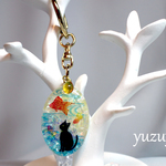 再販×2◎黒猫と金魚のバッグチャーム◎メヘンディ：金魚