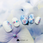 【ちび爪】涼しげな水彩画タッチの紫陽花のネイルチップ（現品限り）