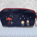 ハンドメイド、手刺繍、ペンケース