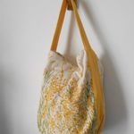 　♫　ミモザ　イエロープリント　肩掛け　ワンハンドルBAG　♫　綿麻　黄色
