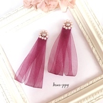 party flower bijou ribbon ピアスorイヤリングor樹脂ピアス