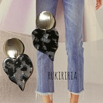 RUKIRIRIA #284 シルバー×べっこうハート 大ぶりピアス  大ぶりピアス 大ぶりイヤリング 