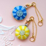 リバティとお花のコットンパール*️⃣キーホルダー       