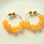 ❤SALE❤*E52***天然石オレンジジェード☆フープイヤリング