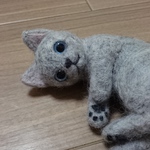 羊毛フェルト  ﾛｼｱﾝﾌﾞﾙｰの猫ちゃん