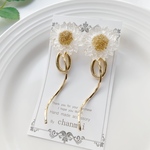 2way♡ クリア金箔フラワー ウェーブスティックピアス