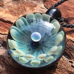 boroccus  オパール 立体お花模様 ボロシリケイトガラスペンダント