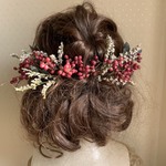 ヘアアクセ 結婚式 花飾り  ペッパーベリー 赤