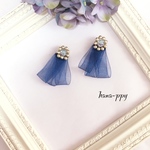 party flower bijou frill ribbon ピアスorイヤリングor樹脂ピアス