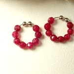 ❤SALE❤*ES9***天然石ジェード（レッド）☆フープイヤリング