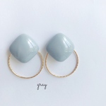 グレー×キラキラリング ☆カボション ポスト2WAYピアス