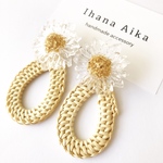 【natural】clear flower × drop rattan pierce ／ earring