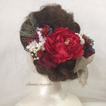 【tomatooi様 専用出品】wasou red gold ribbon black tulle ヘッドドレス
