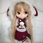 ネオブライス    うさ耳頭巾とくまちゃんポッケのクリスマスドレス 服 ニット