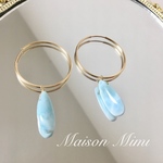 ラリマー の3wayピアス 14kgf