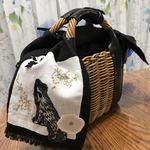 ミナペルホネン   バスケットカバー  ハンドメイド 黒リネン