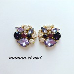 春色♡カラフル♡パープルビジューピアス(イヤリング)