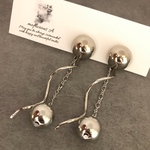 再再……販❣️大ぶりピアス/大ぶりイヤリング♡シルバーメタルカボション✖️ウェーブスティック