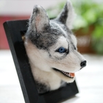 リアルフォトわんこ「ハスキー」　羊毛フェルト 犬 リアル 額縁 フレーム ぬいぐるみ オーダー