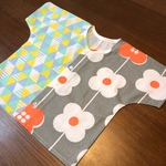 キッズ用 手ぬぐいシャツ さんかく×はな（グレー）