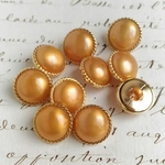 ■NEW■10個入■13mm■ビンテージボタン (ブラウンゴールド)　 アクセサリーに! 