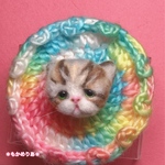 羊毛フェルト 猫 ねこ エキゾチックショートヘア ブローチ