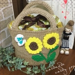 麻ひも巾着風ひまわりバケツ型バッグ