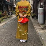 レトロな生地であずま袋、小