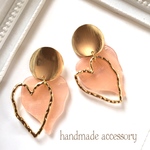 GOLDラウンド×コーラルピンク&GOLD ピアス/イヤリング