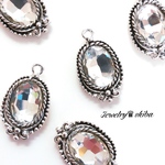 silver frame oval crystal♔4pcs♔