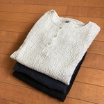 ⭐️manさまオーダーのお品　袖なしフレンチスリーブ変更　　　　　リネンワッフルのヘンリーネックtee
