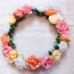 パステル 花冠  花かんむり はなかんむり ウエディング  結婚式 子供 子ども ブライダル ベビー ピンク オレンジ