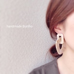 no.325 ベージュチェーン×ベージュチェーン ピアス イヤリング 